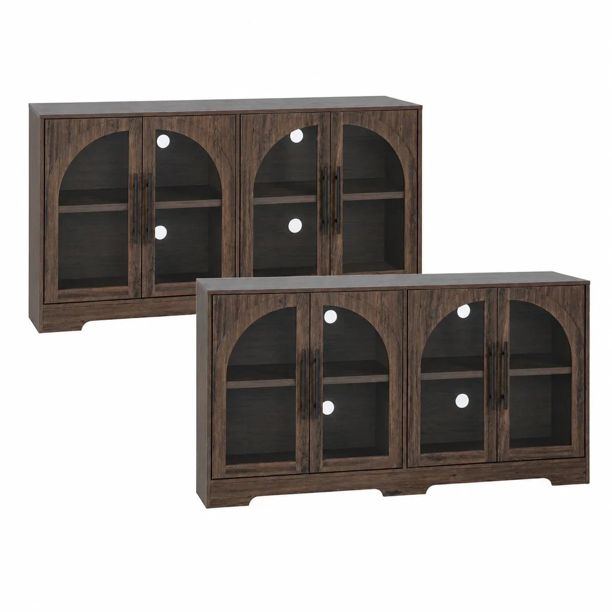 55" Aria Modern Oak Sideboard Cabinet with Arched Glass Doors