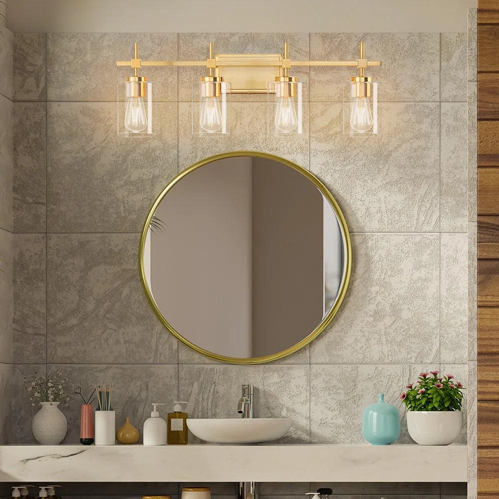 Clear Glass Jasper Modern 4-Light Bathroom Vanity Light