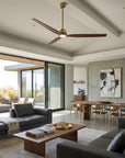 84" Modern Soft Brass Ceiling Fan with Solid Wood Blades for Large Spaces