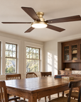 52" Auren Modern Brass Flush Mount LED Ceiling Fan with Reversible Blades