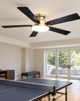 52" Auren Modern Brass Flush Mount LED Ceiling Fan with Reversible Blades