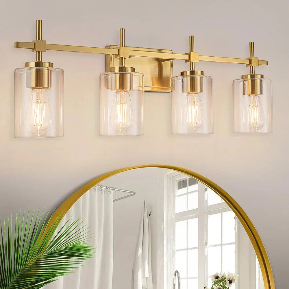 Clear Glass Jasper Modern 4-Light Bathroom Vanity Light