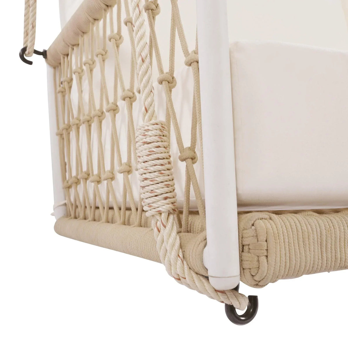 Marin 2-Seat Woven Rope Outdoor Swing Sofa with Cushions