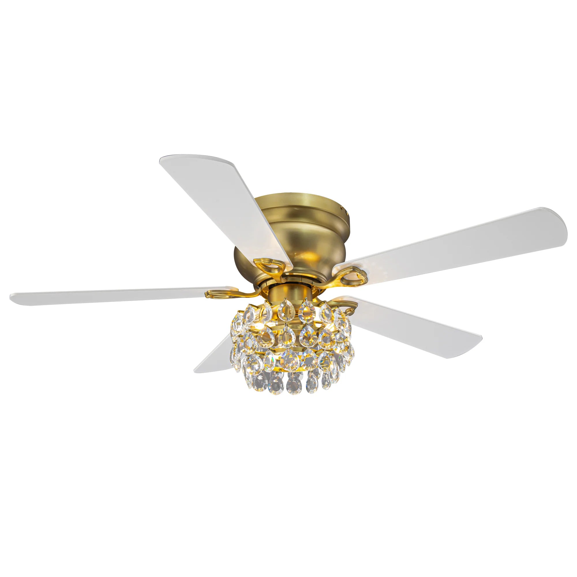 48” Aurora Soft Brass Crystal Ceiling Fan