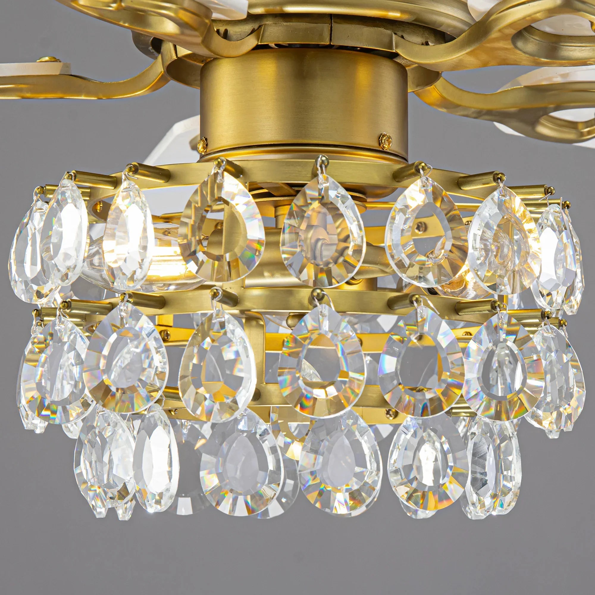 48” Aurora Soft Brass Crystal Ceiling Fan