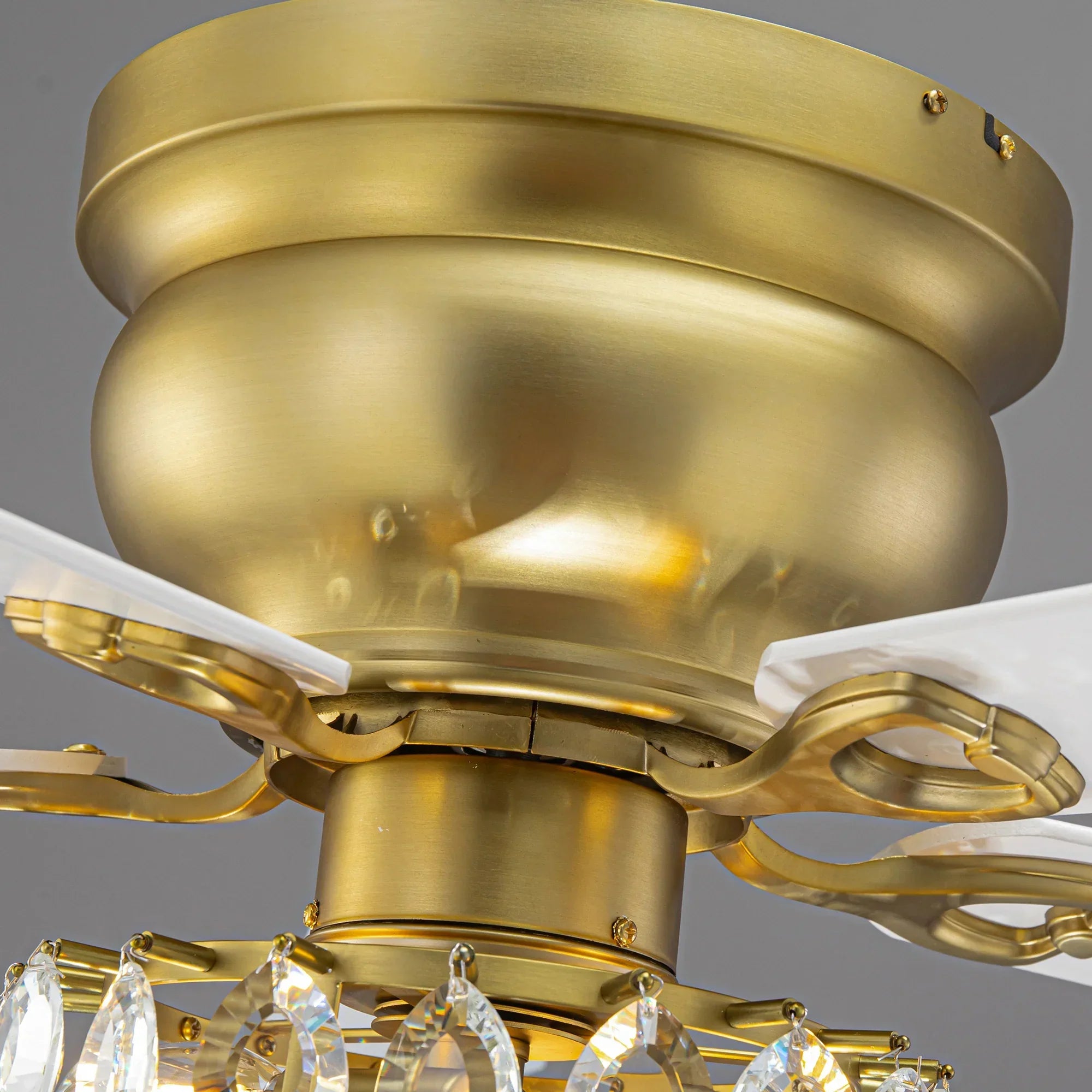 48” Aurora Soft Brass Crystal Ceiling Fan