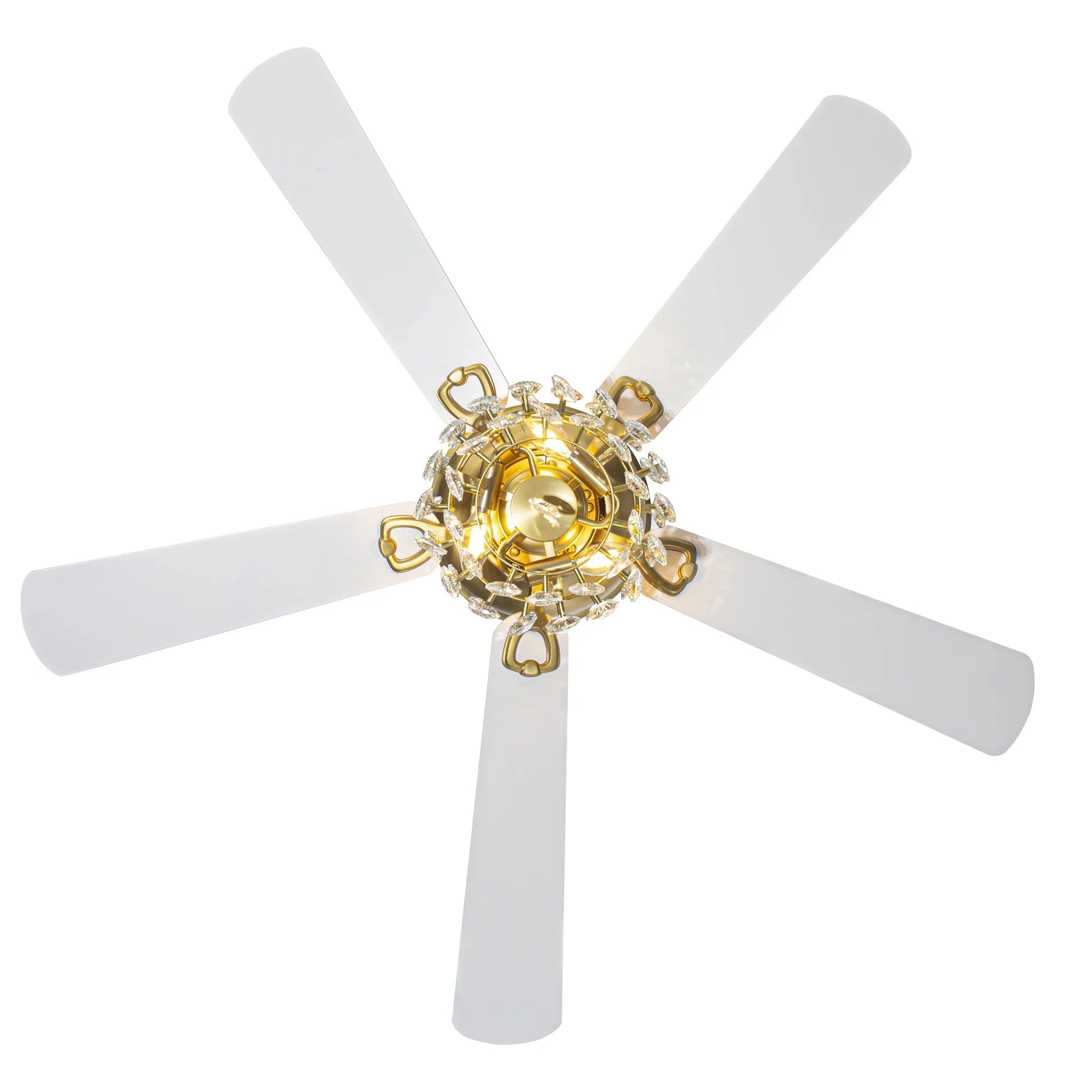 48” Aurora Soft Brass Crystal Ceiling Fan