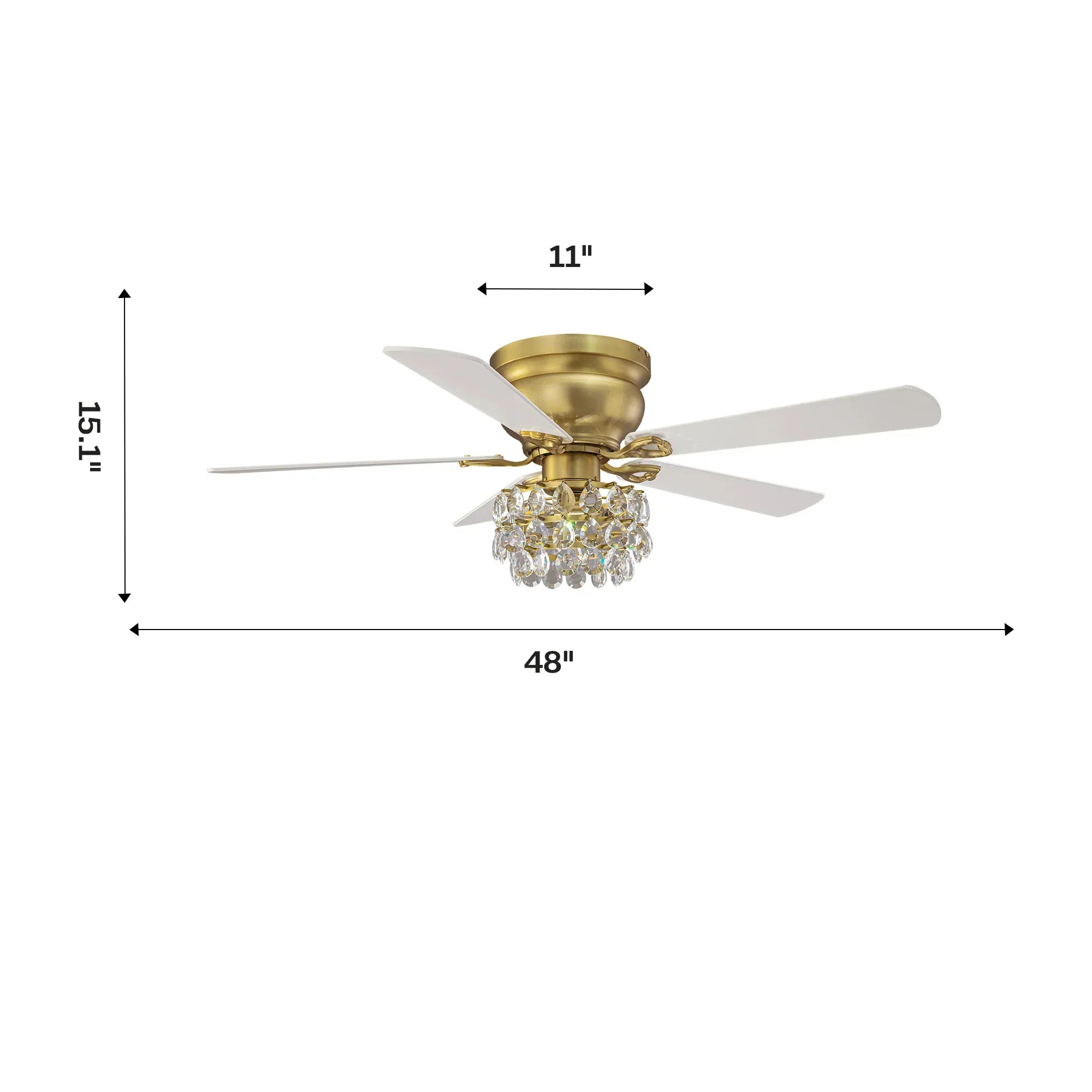 48” Aurora Soft Brass Crystal Ceiling Fan