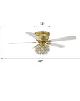 48” Aurora Soft Brass Crystal Ceiling Fan
