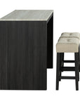 48" Modern Breakfast Dining Table Set with 2 Stools and Travertine Top