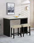 48" Modern Breakfast Dining Table Set with 2 Stools and Travertine Top