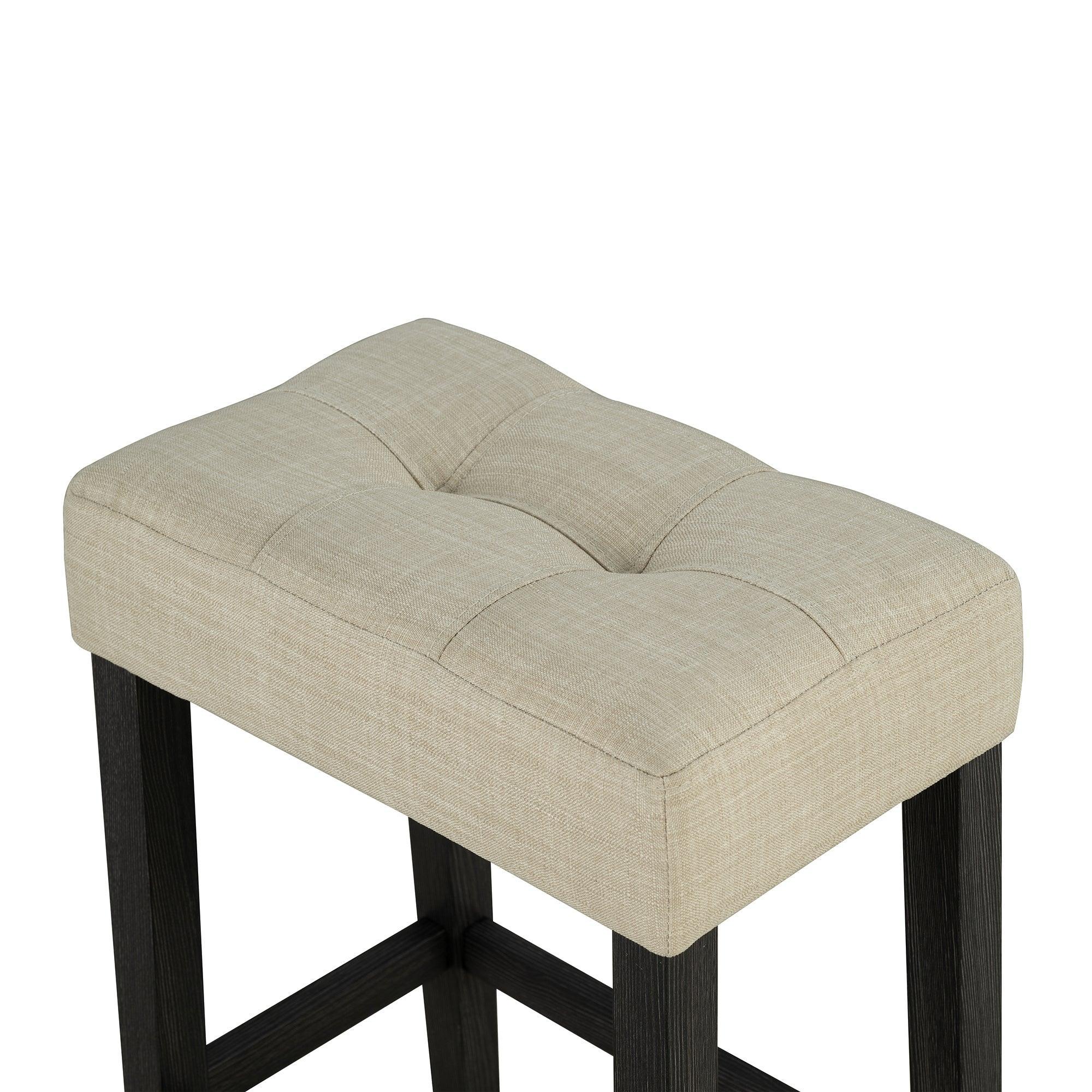 48" Modern Breakfast Dining Table Set with 2 Stools and Travertine Top