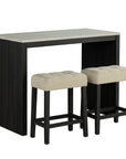 48" Modern Breakfast Dining Table Set with 2 Stools and Travertine Top