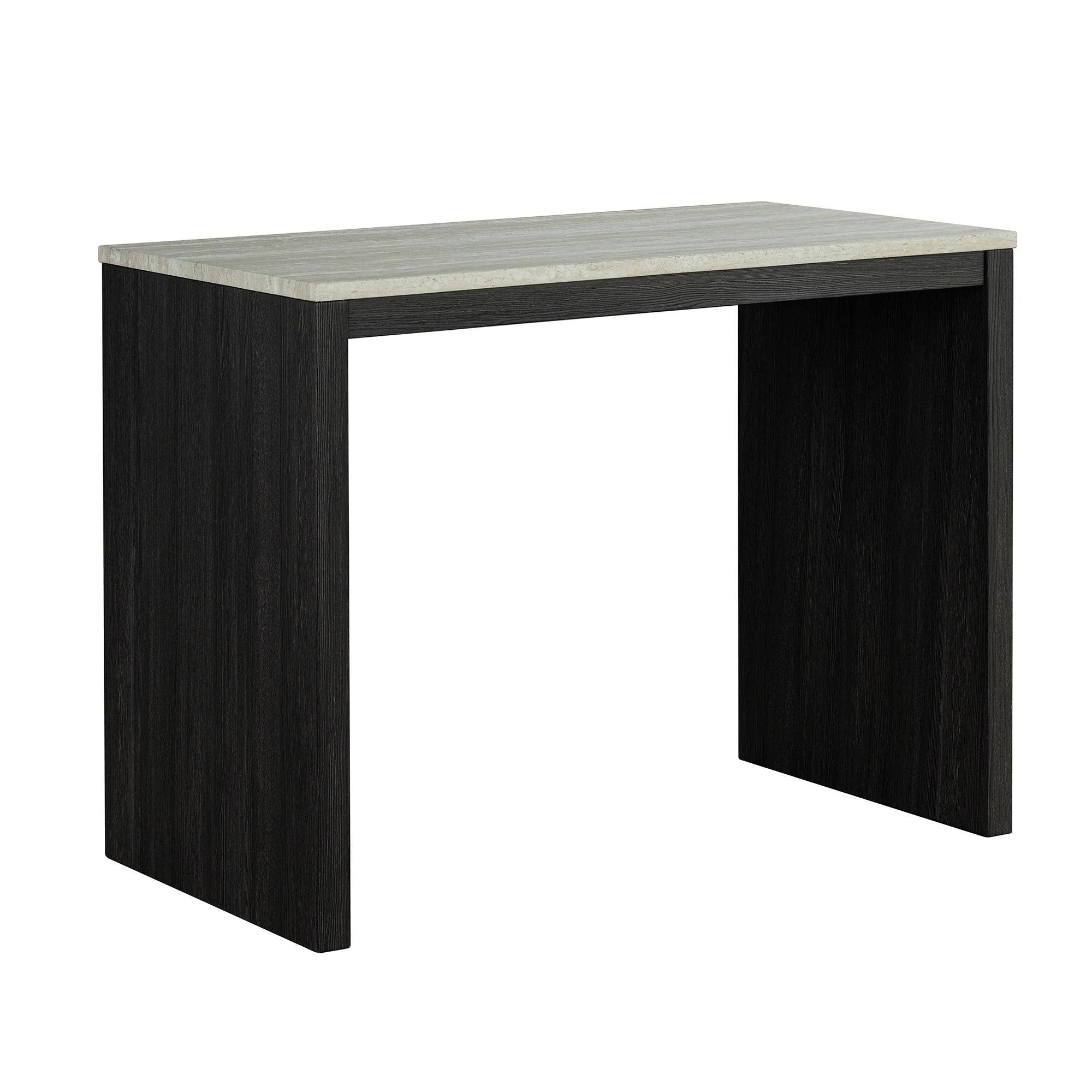 48" Modern Breakfast Dining Table Set with 2 Stools and Travertine Top