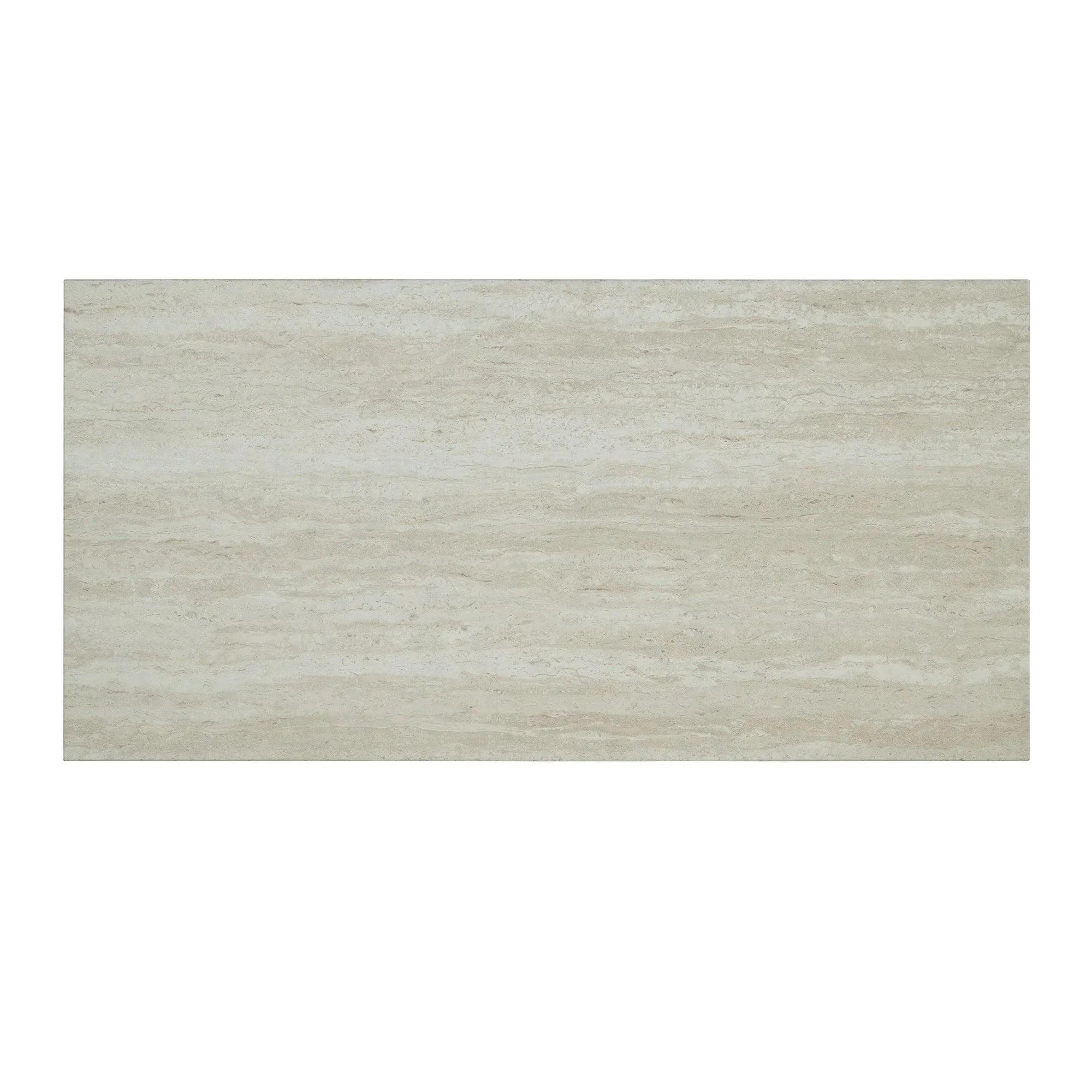 48" Modern Breakfast Dining Table Set with 2 Stools and Travertine Top