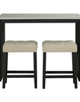 48" Modern Breakfast Dining Table Set with 2 Stools and Travertine Top