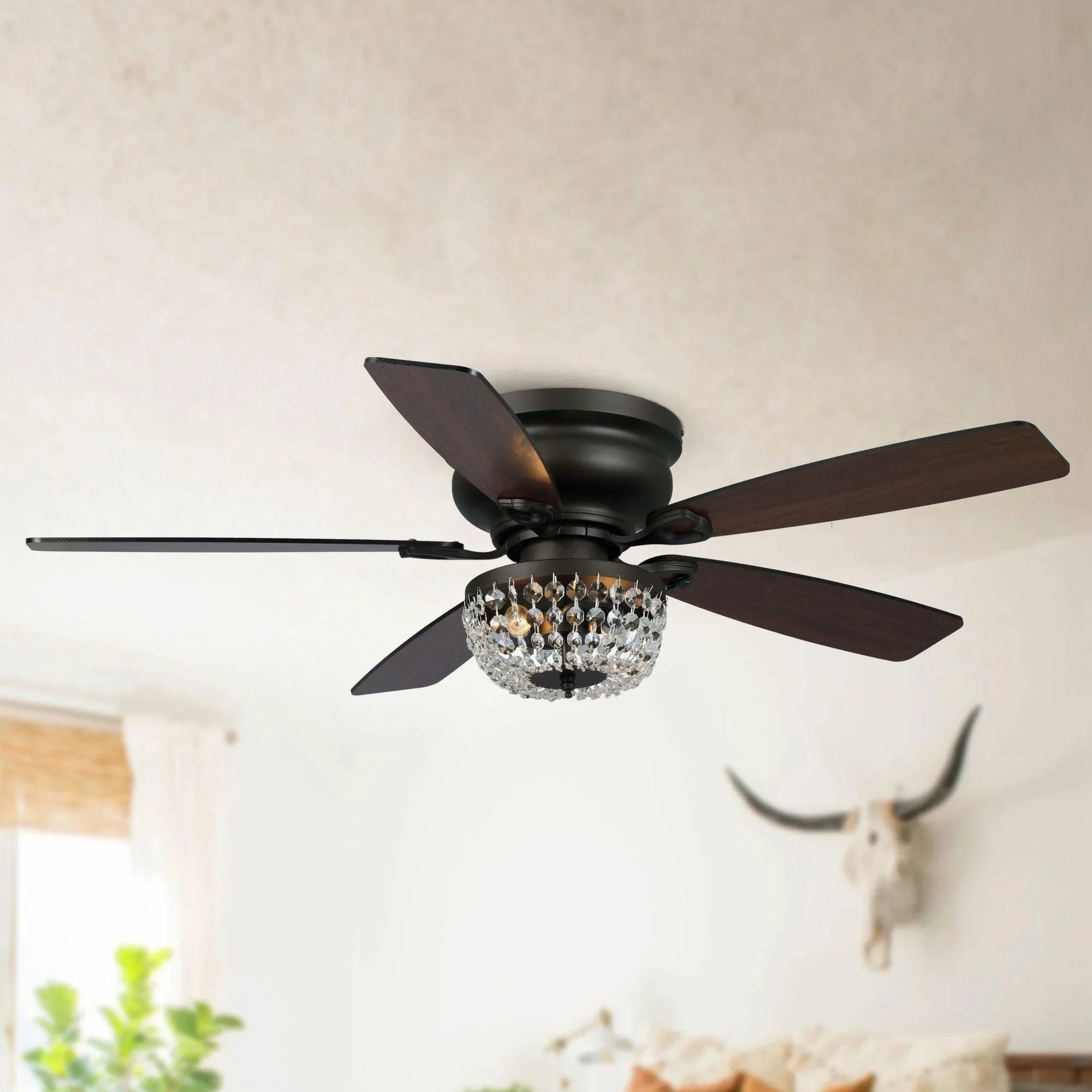 48" Modern Reversible Crytsal Ceiling Fan - IPLUS Lighting