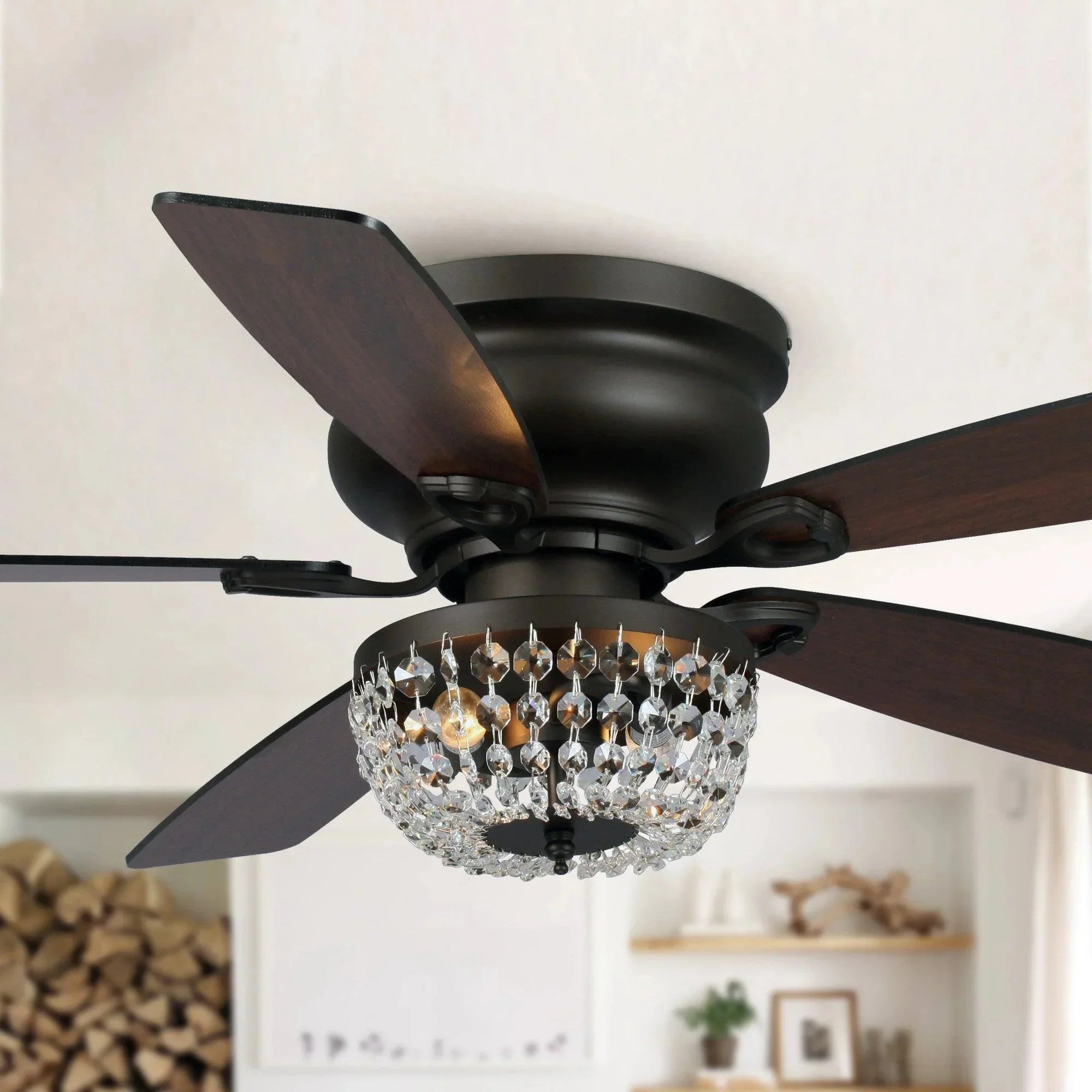 48" Modern Reversible Crytsal Ceiling Fan - IPLUS Lighting