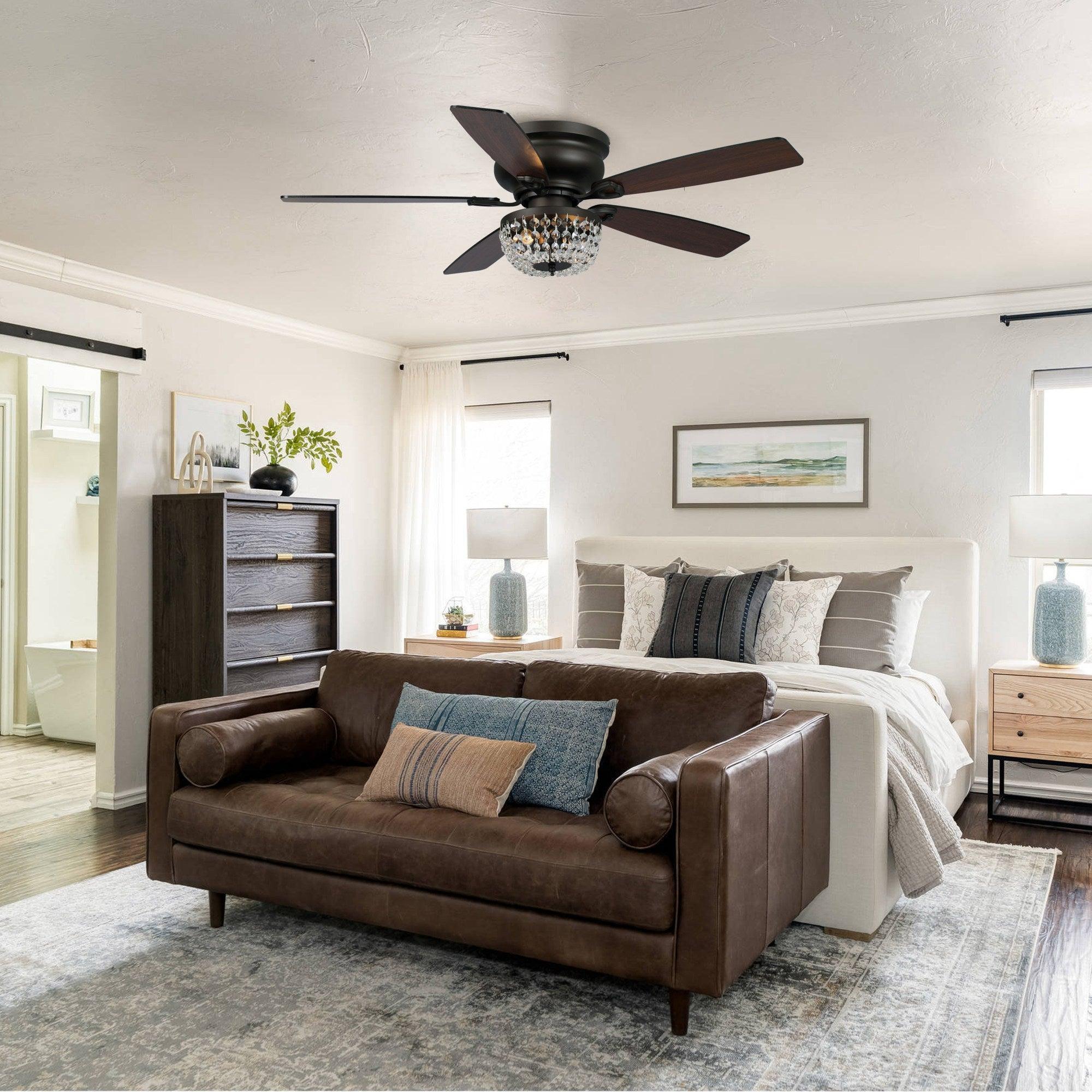 48" Modern Reversible Crytsal Ceiling Fan - IPLUS Lighting