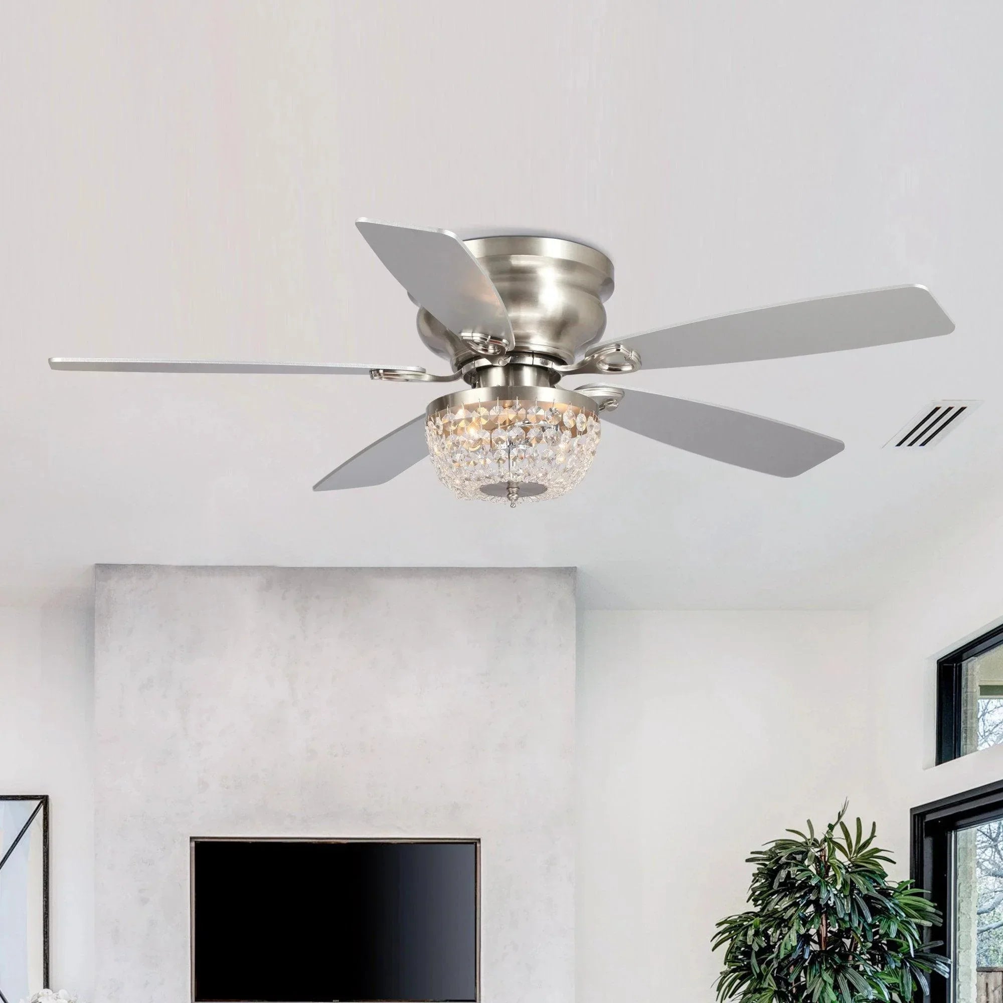 48" Modern Reversible Crytsal Ceiling Fan - IPLUS Lighting