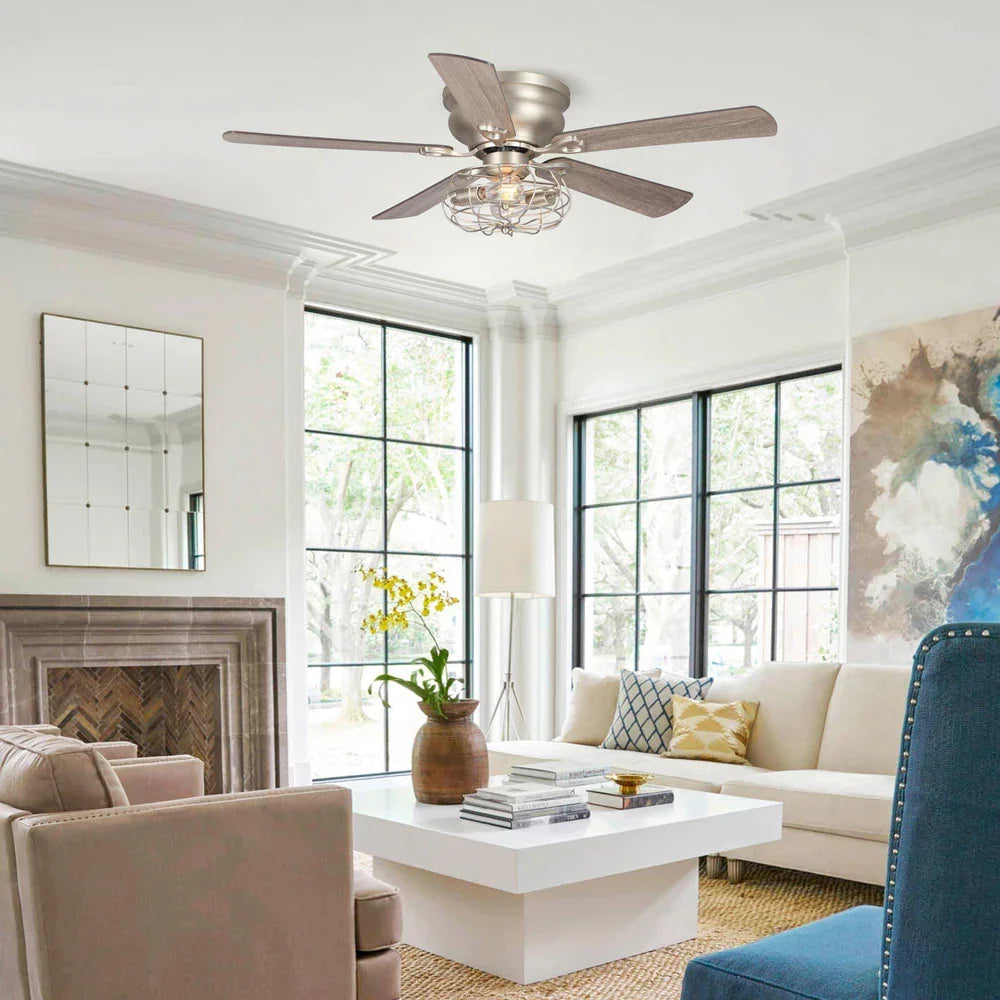 48" Thurber Satin Nickel Reversible Ceiling Fan - IPLUS Lighting