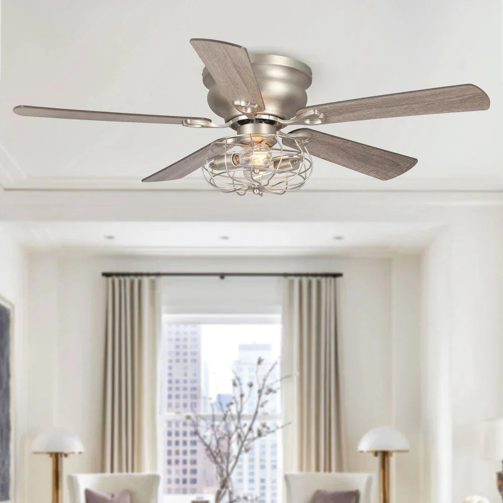 48" Thurber Satin Nickel Reversible Ceiling Fan - IPLUS Lighting
