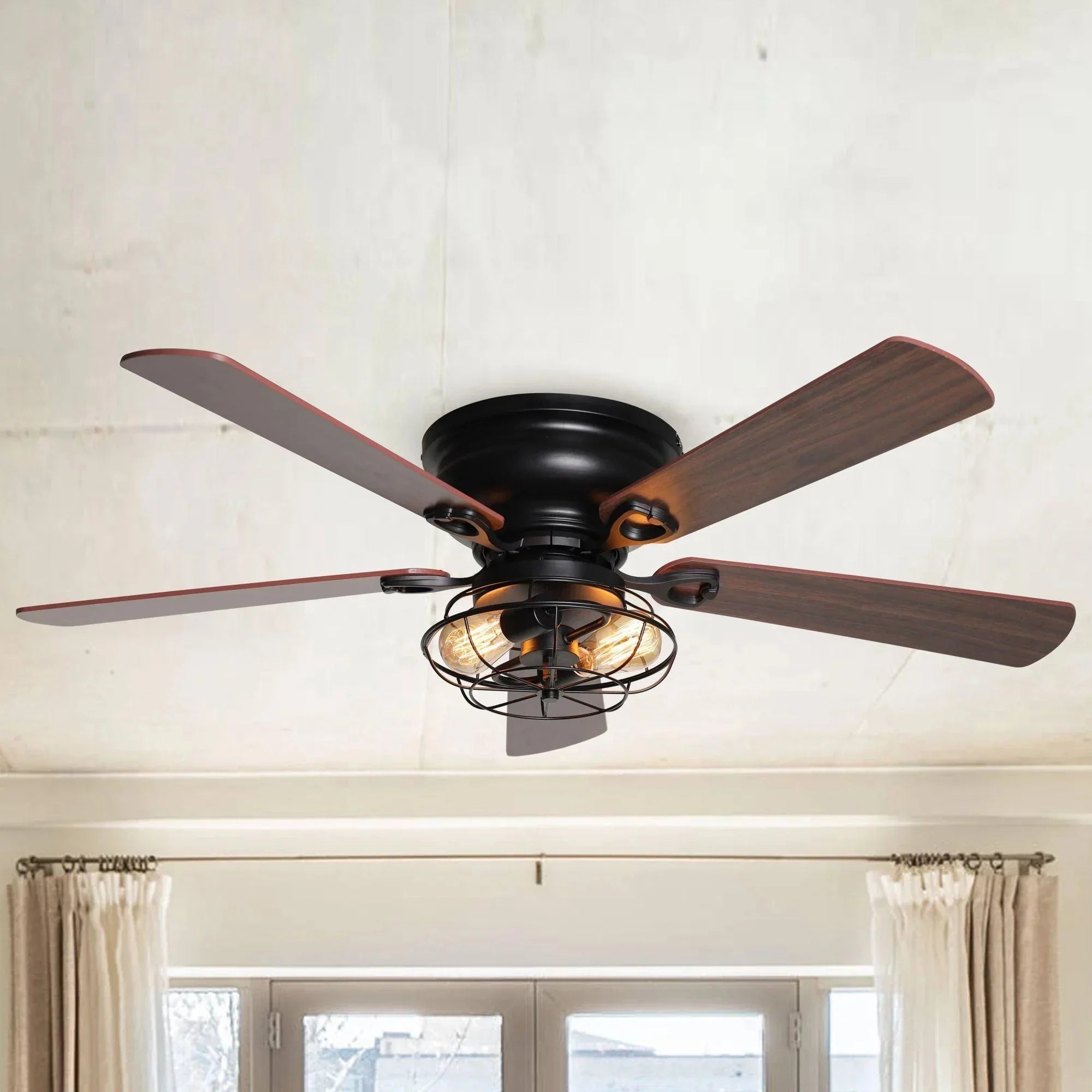 48" Ummuhan Industrial Ceiling Fan with Lighting - IPLUS Lighting