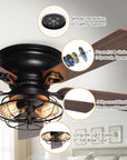 48" Ummuhan Industrial Ceiling Fan with Lighting - IPLUS Lighting