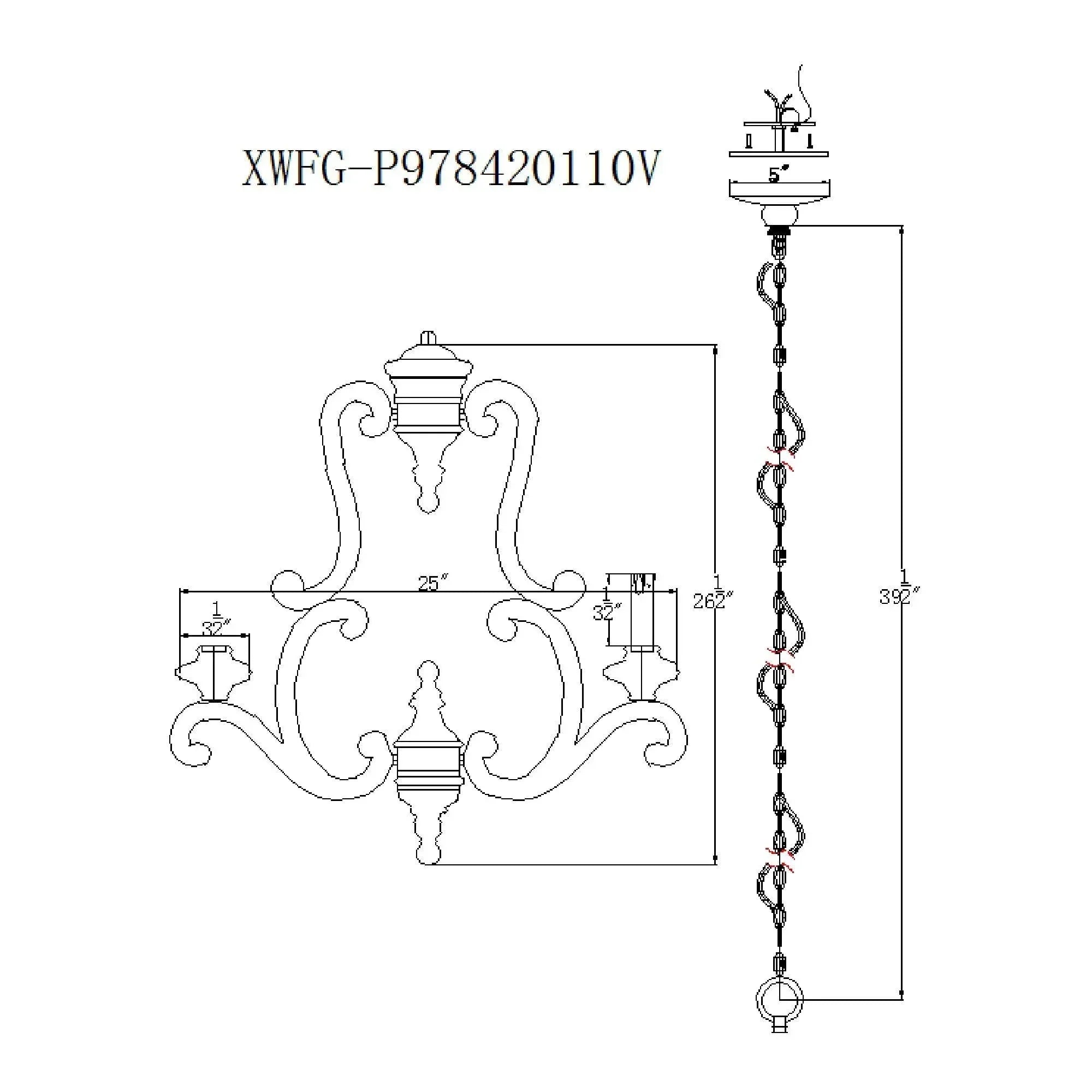 5 Light Wooden Antique Candle Chandelier - IPLUS Lighting