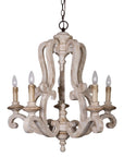 5 Light Wooden Antique Candle Chandelier - IPLUS Lighting