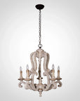 5 Light Wooden Antique Candle Chandelier - IPLUS Lighting