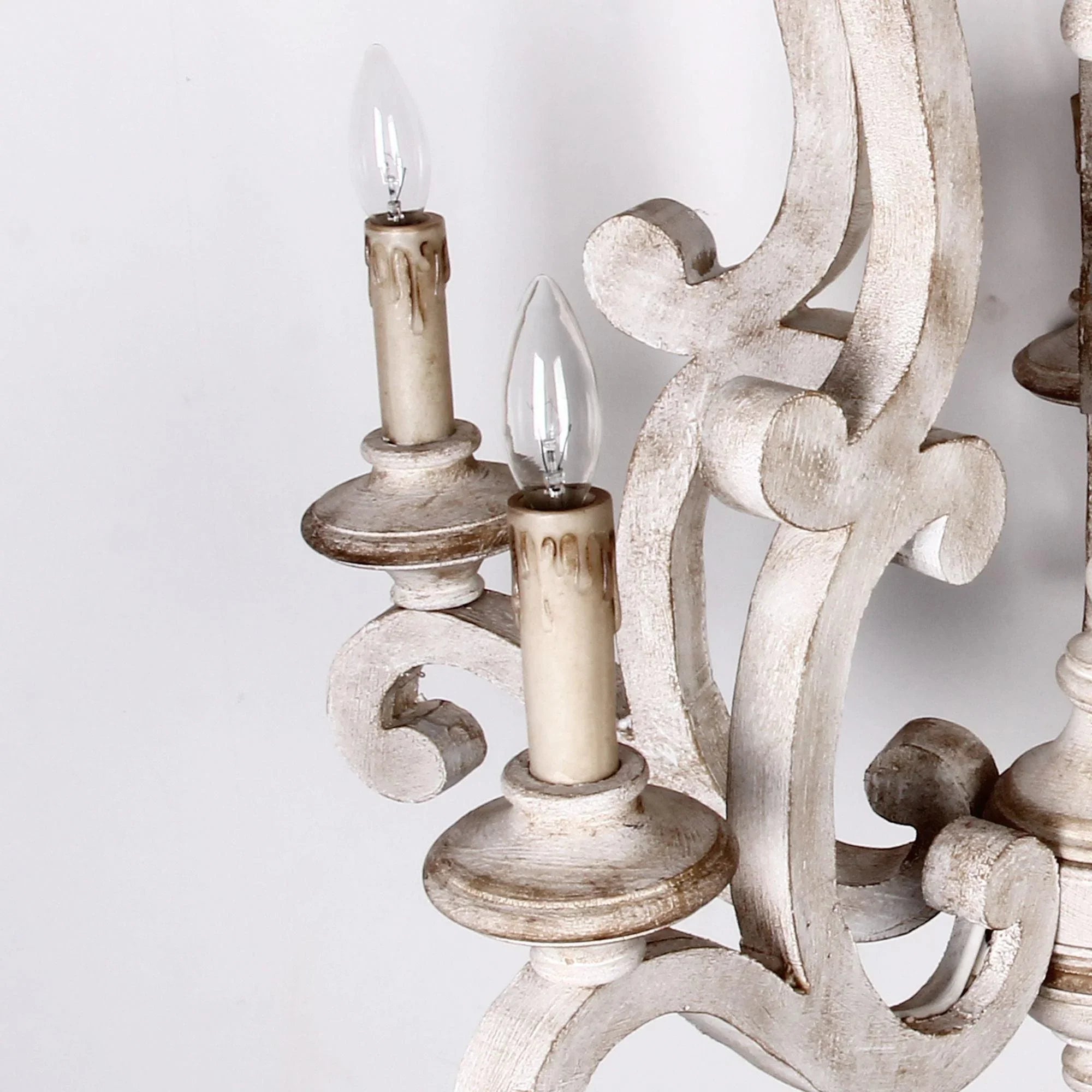 5 Light Wooden Antique Candle Chandelier - IPLUS Lighting