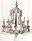 5 Light Wooden Antique Candle Chandelier - IPLUS Lighting