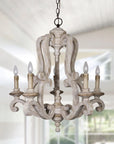 5 Light Wooden Antique Candle Chandelier - IPLUS Lighting