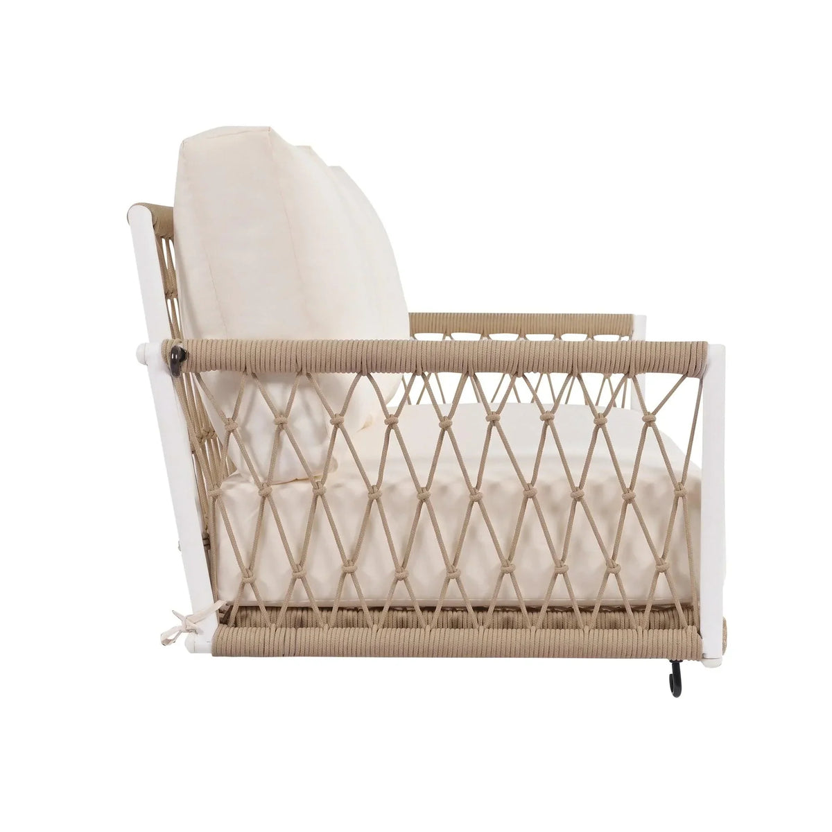Marin 2-Seat Woven Rope Outdoor Swing Sofa with Cushions