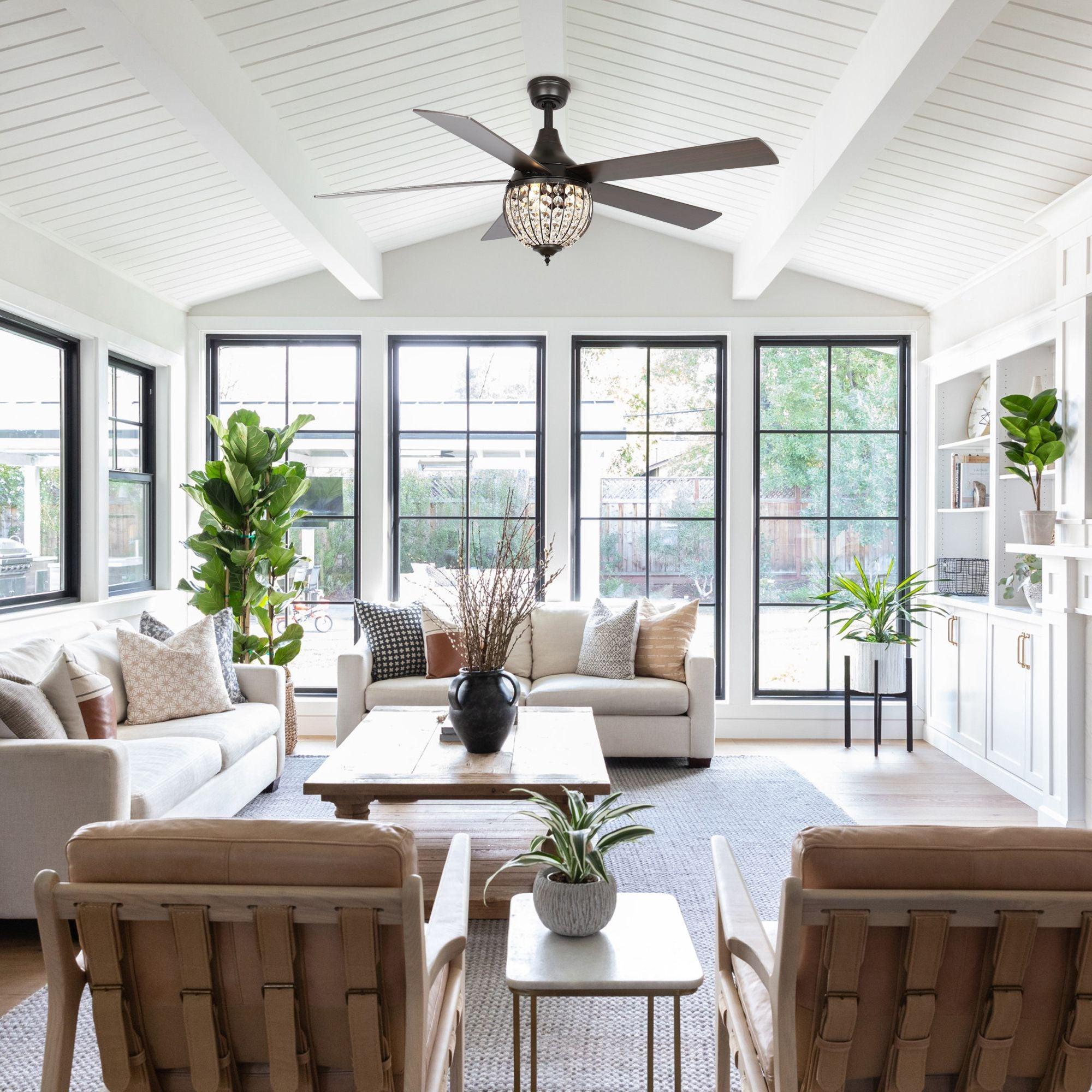 52" Varanasi Farmhouse Downrod Mount Ceiling Fan with Lighting and Remote Control - IPLUS