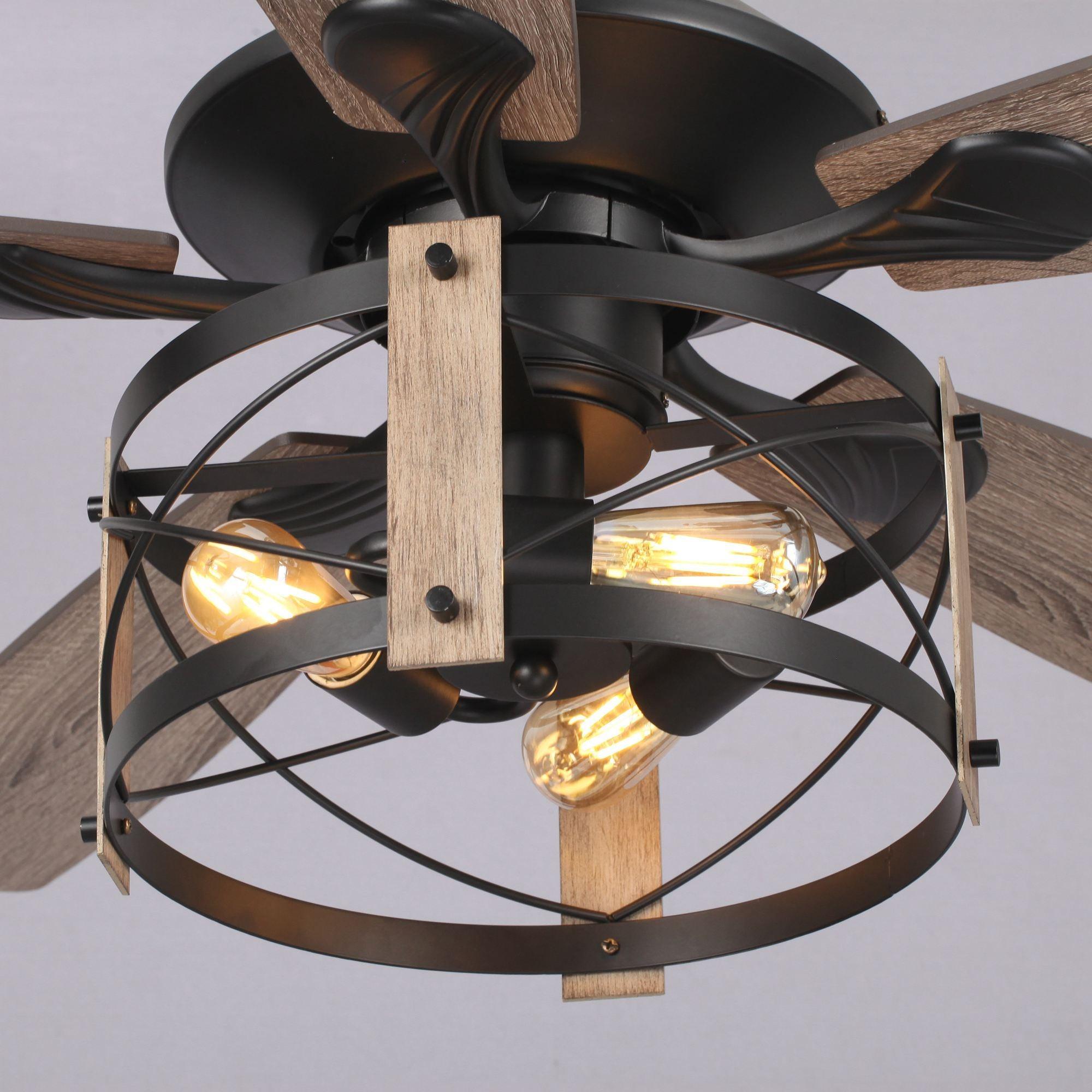 52" Wisner Industrial Downrod Mount Reversible Ceiling Fan with Lighting and Remote Control - IPLUS