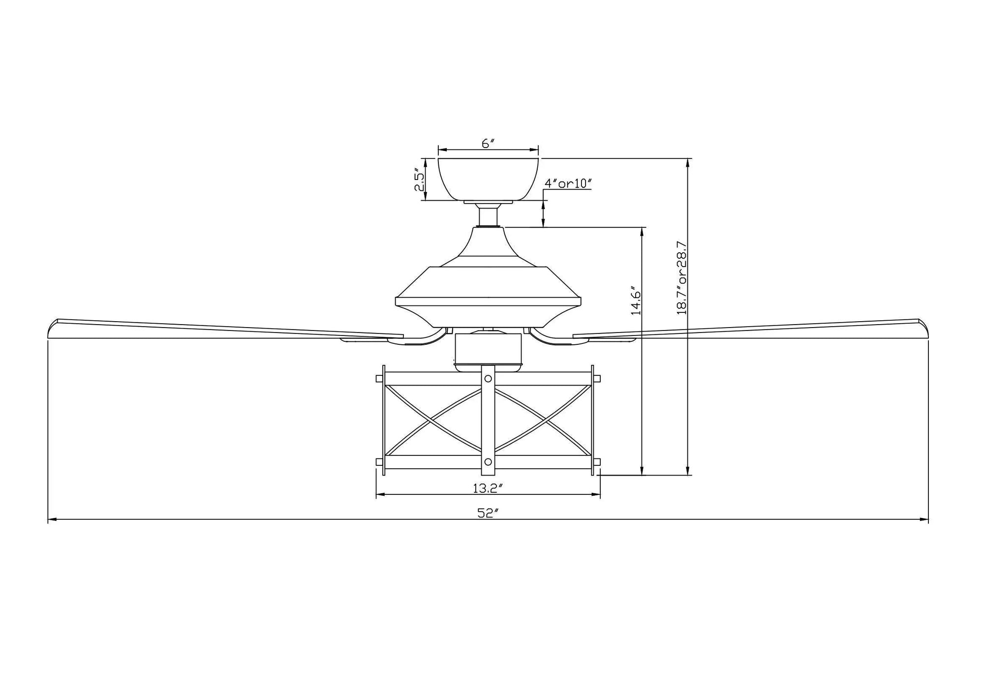 52" Wisner Industrial Downrod Mount Reversible Ceiling Fan with Lighting and Remote Control - IPLUS