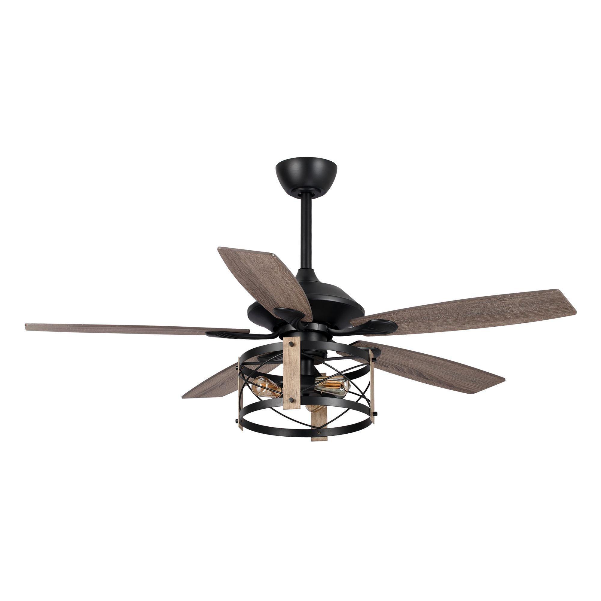 52" Wisner Industrial Downrod Mount Reversible Ceiling Fan with Lighting and Remote Control - IPLUS