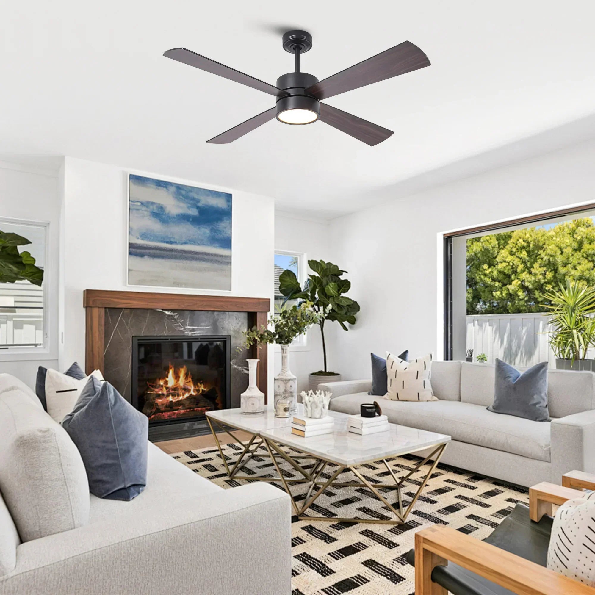 52 Inch Bucholz Dimmable RGB LED Ceiling Fan - IPLUS Lighting