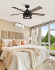 52" Industrial Reversible Mesh Led Ceiling Fan - IPLUS Lighting