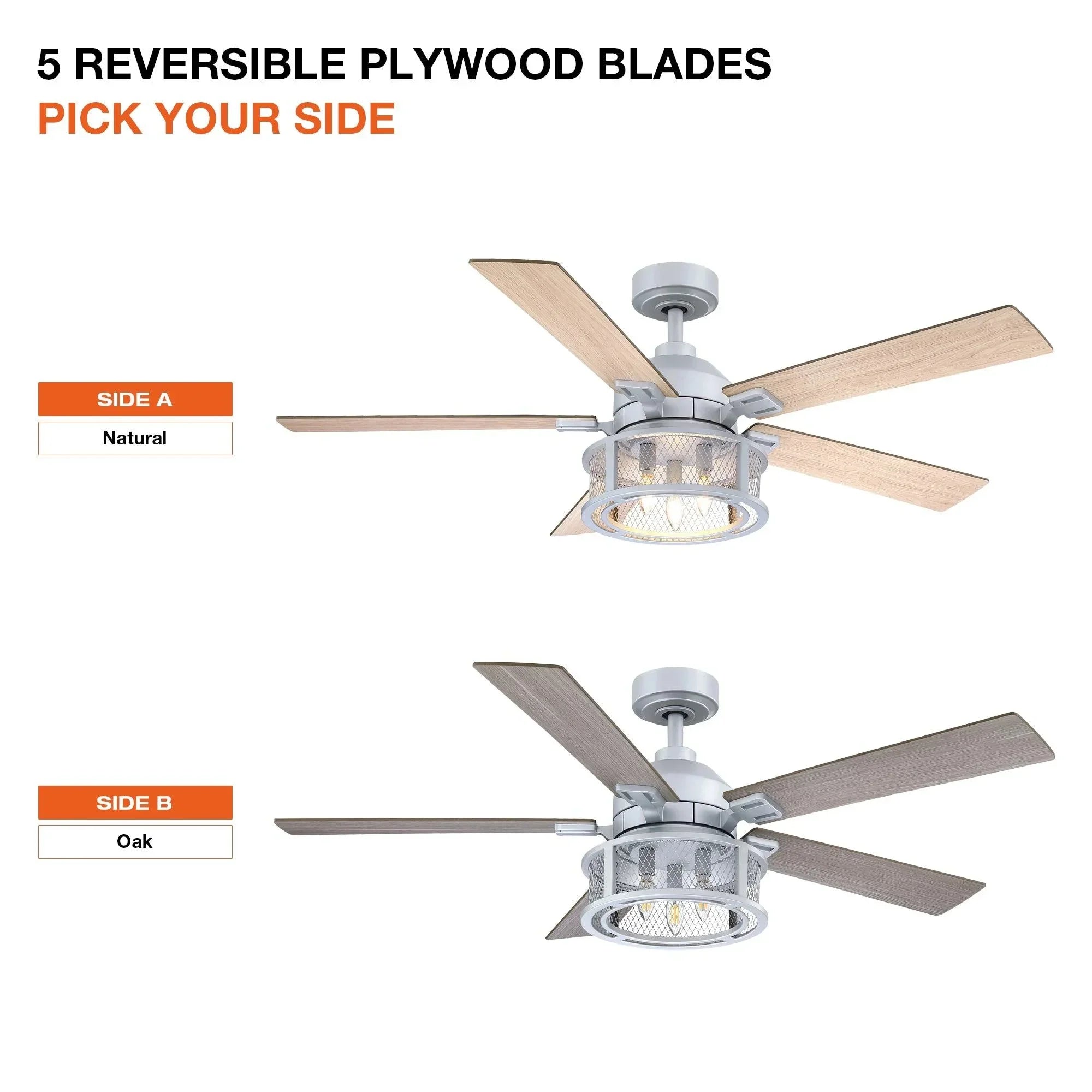 52" Industrial Reversible Mesh Led Ceiling Fan - IPLUS Lighting