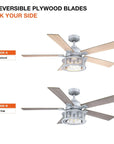 52" Industrial Reversible Mesh Led Ceiling Fan - IPLUS Lighting