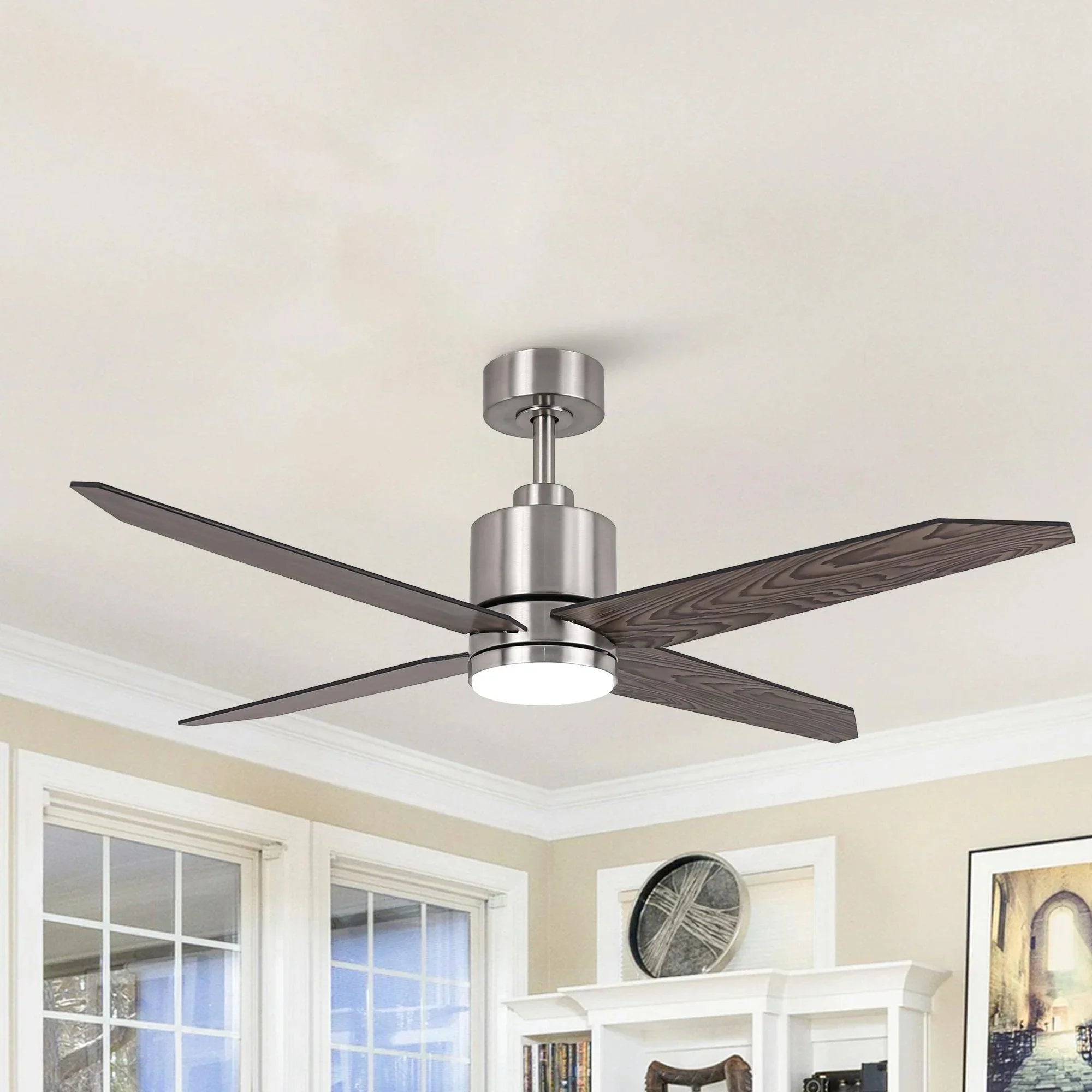 52" Ashby Industrial Satin Nickel DC Ceiling Fan - IPLUS Lighting