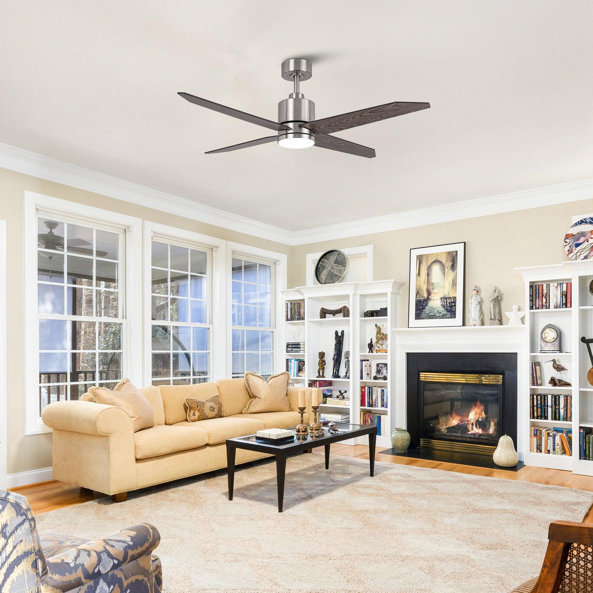 52" Ashby Industrial Satin Nickel DC Ceiling Fan - IPLUS Lighting