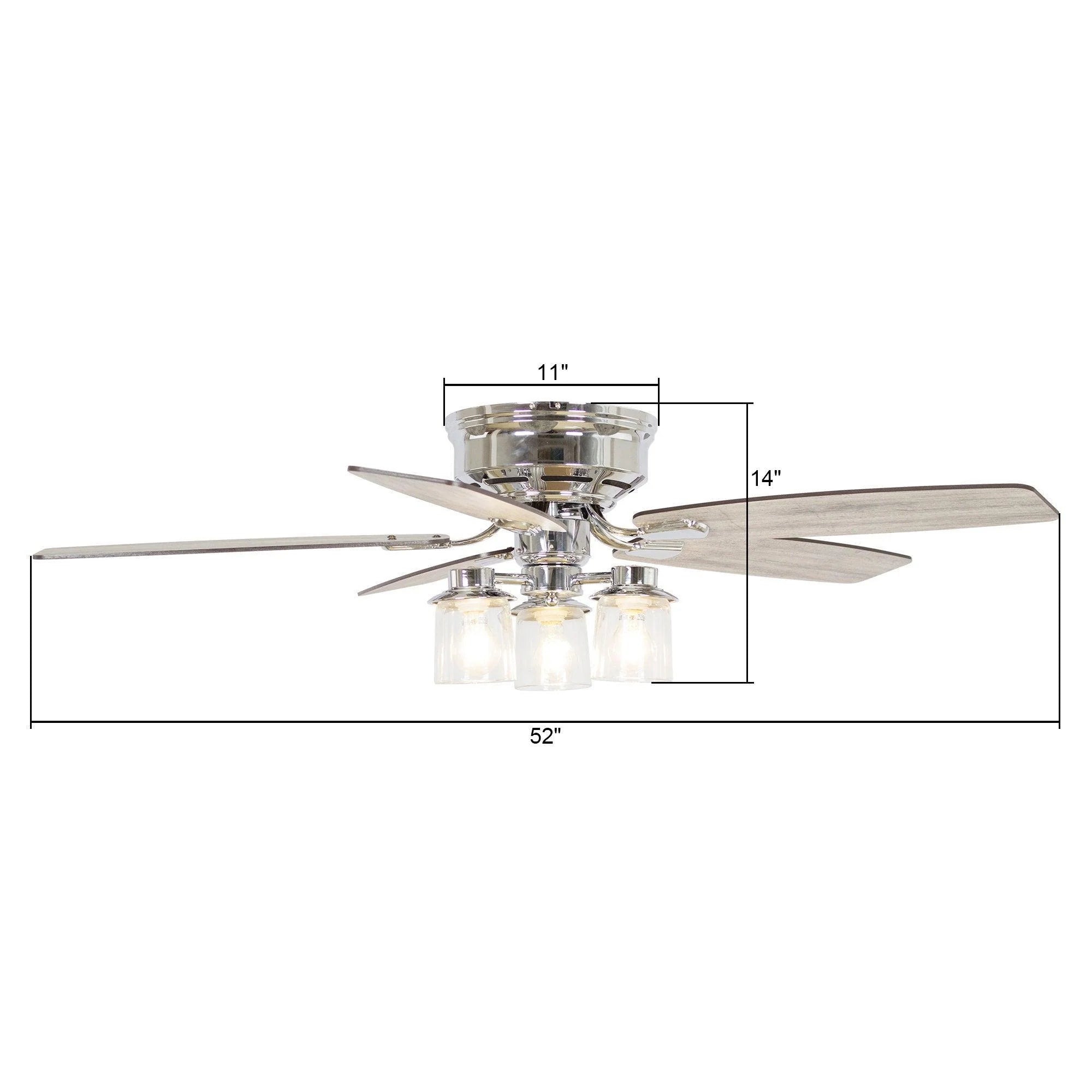 52" Bangatore Chrome Reversible Ceiling Fan