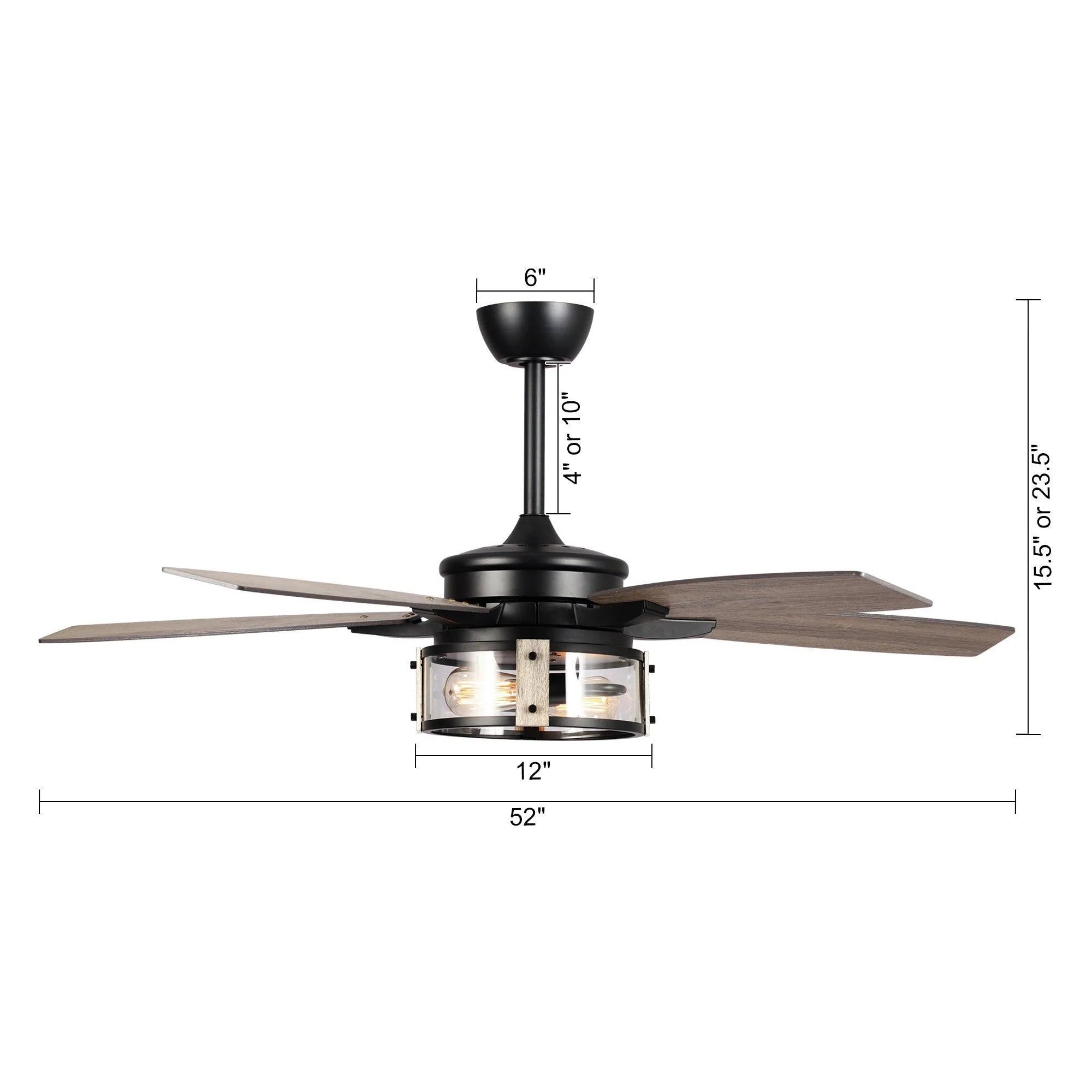 52" Coimbatore Farmhouse Reversible Ceiling Fan