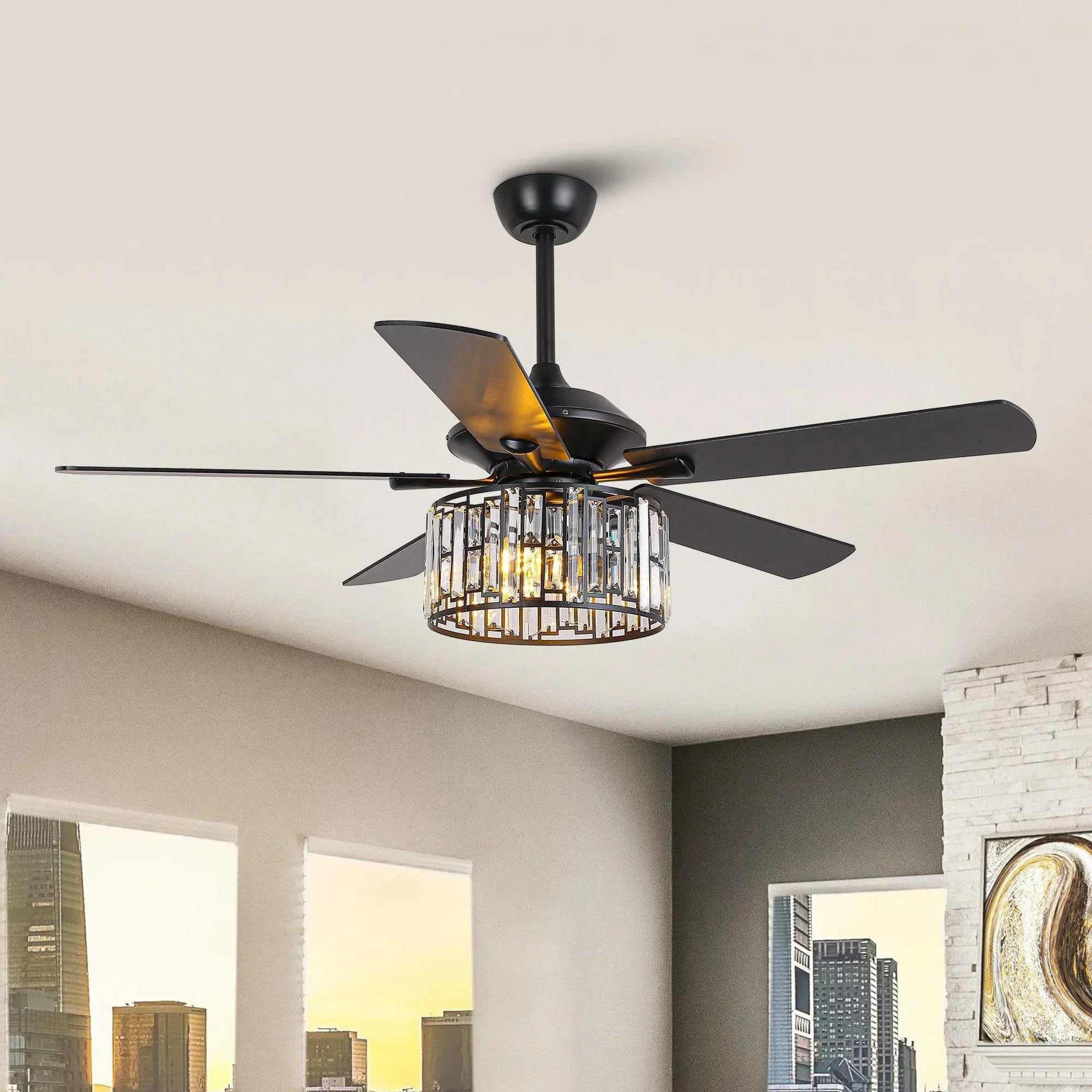 52" Dicken Crystal Ceiling Fan With Lighting - IPLUS Lighting