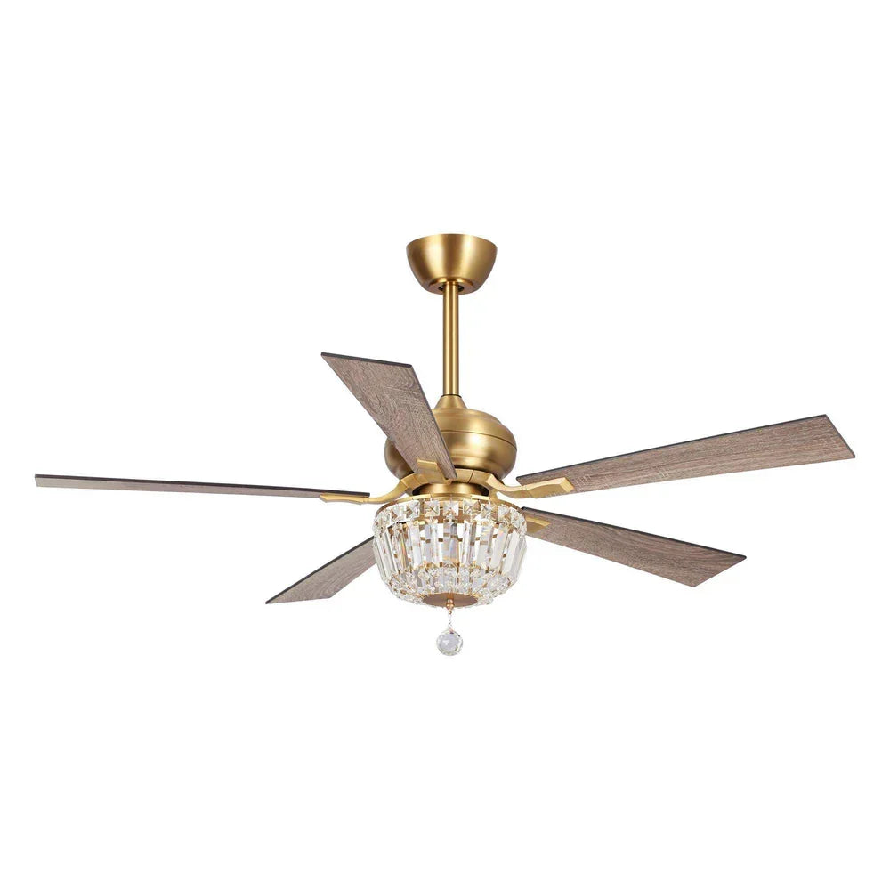 52" Ganga Modern Downrod Mount Crystal Ceiling Fan - IPLUS Lighting