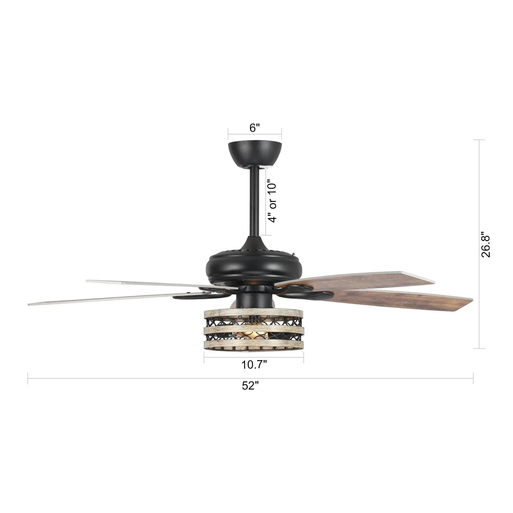 52" Matte Black Cage Ceiling Fan - IPLUS Lighting